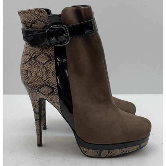 Call it Spring Womens Ankle Boots High Heels Closed Toe Faux Leather Side Zip 11 - Picture 3 of 9